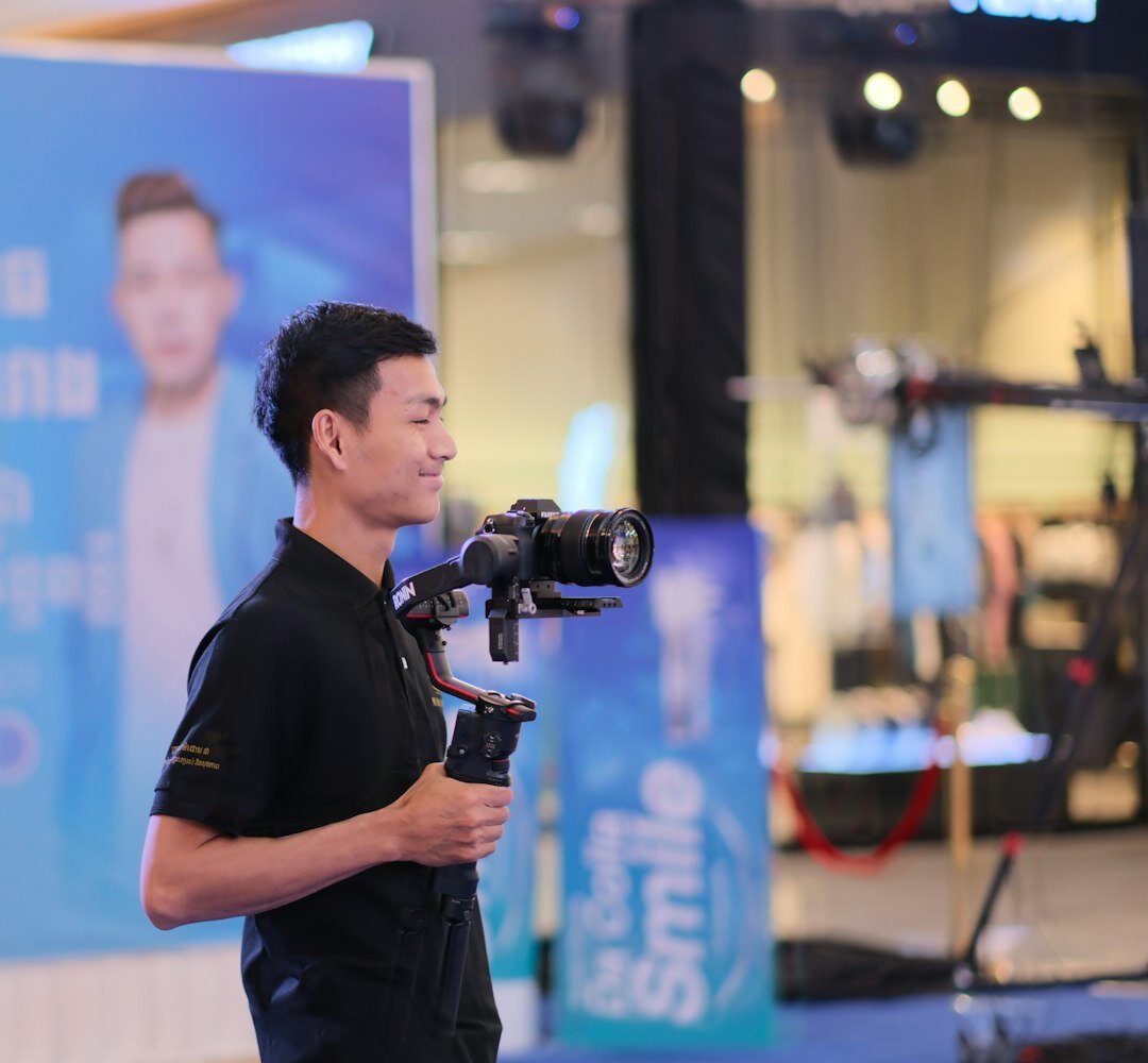 Professional portrait of male broadcast technology instructor in his 30s